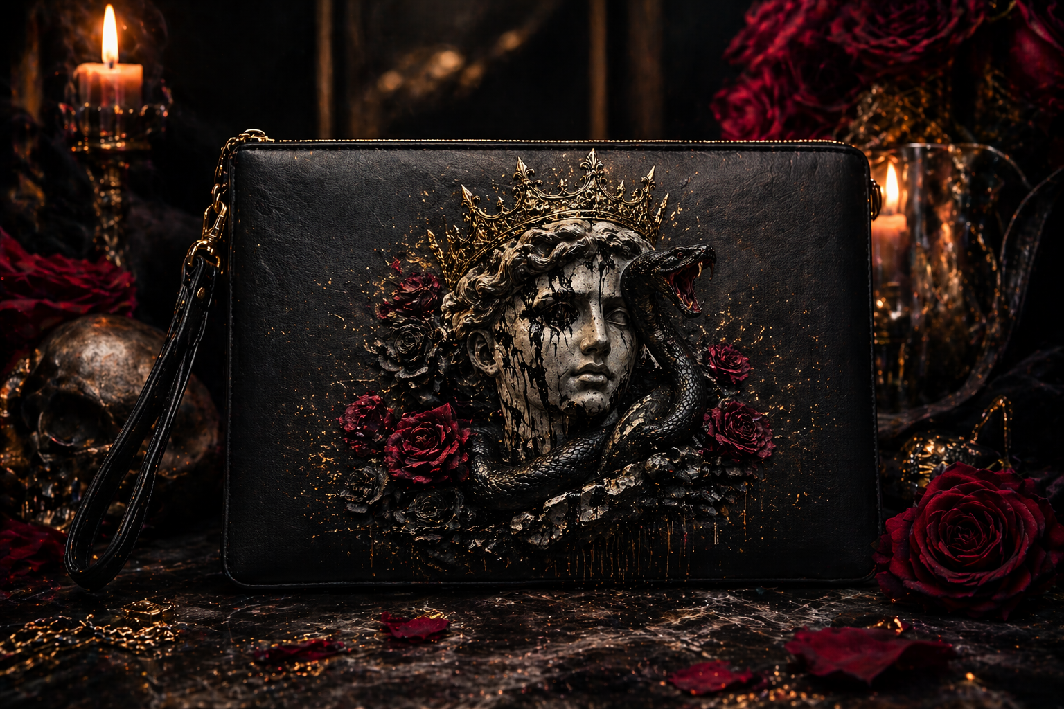 Medusa’s Reign Clutch – Antike Eleganz & Dunkle Verführung