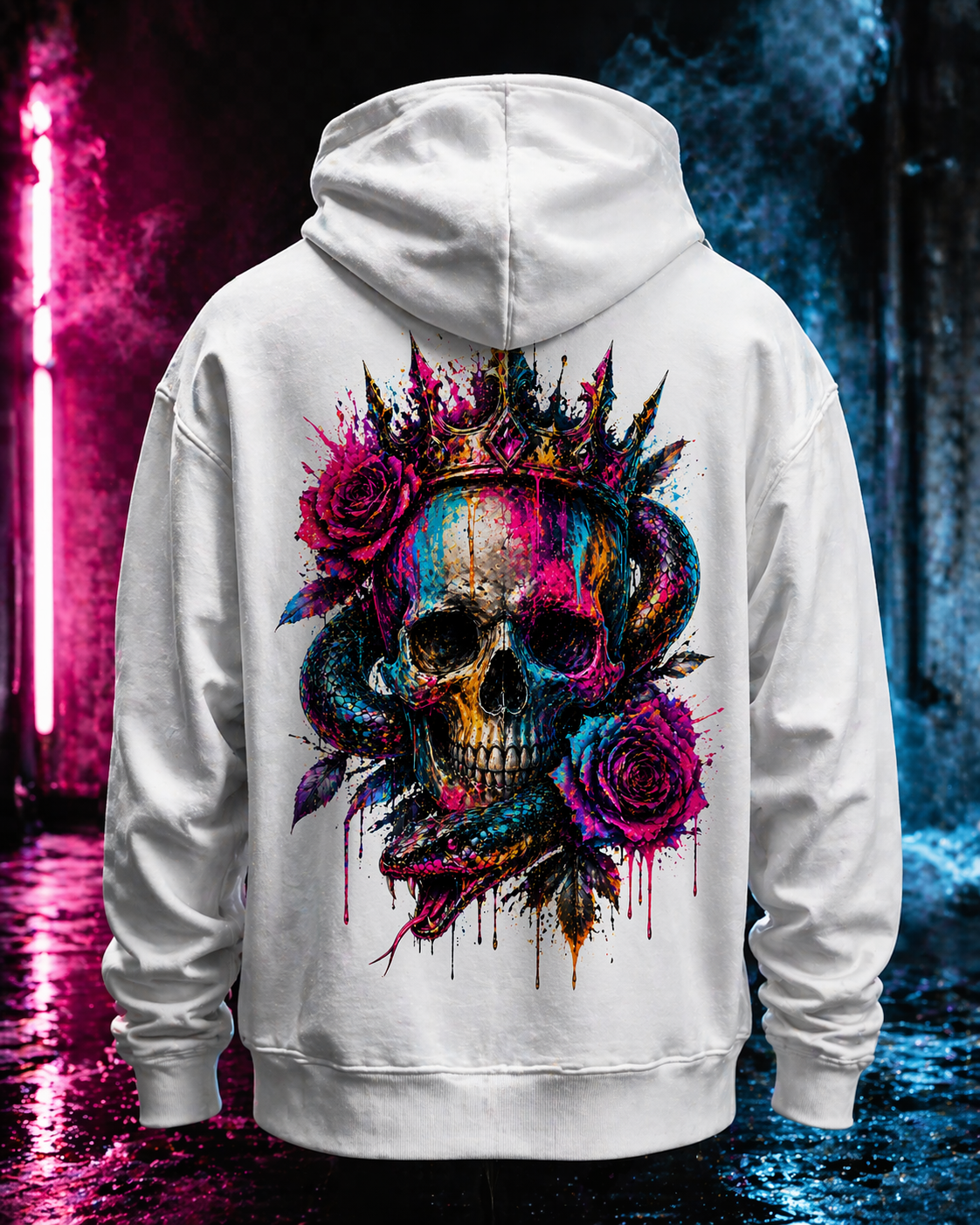 Neon Crown Zip-Hoodie – Street Art meets Royalty