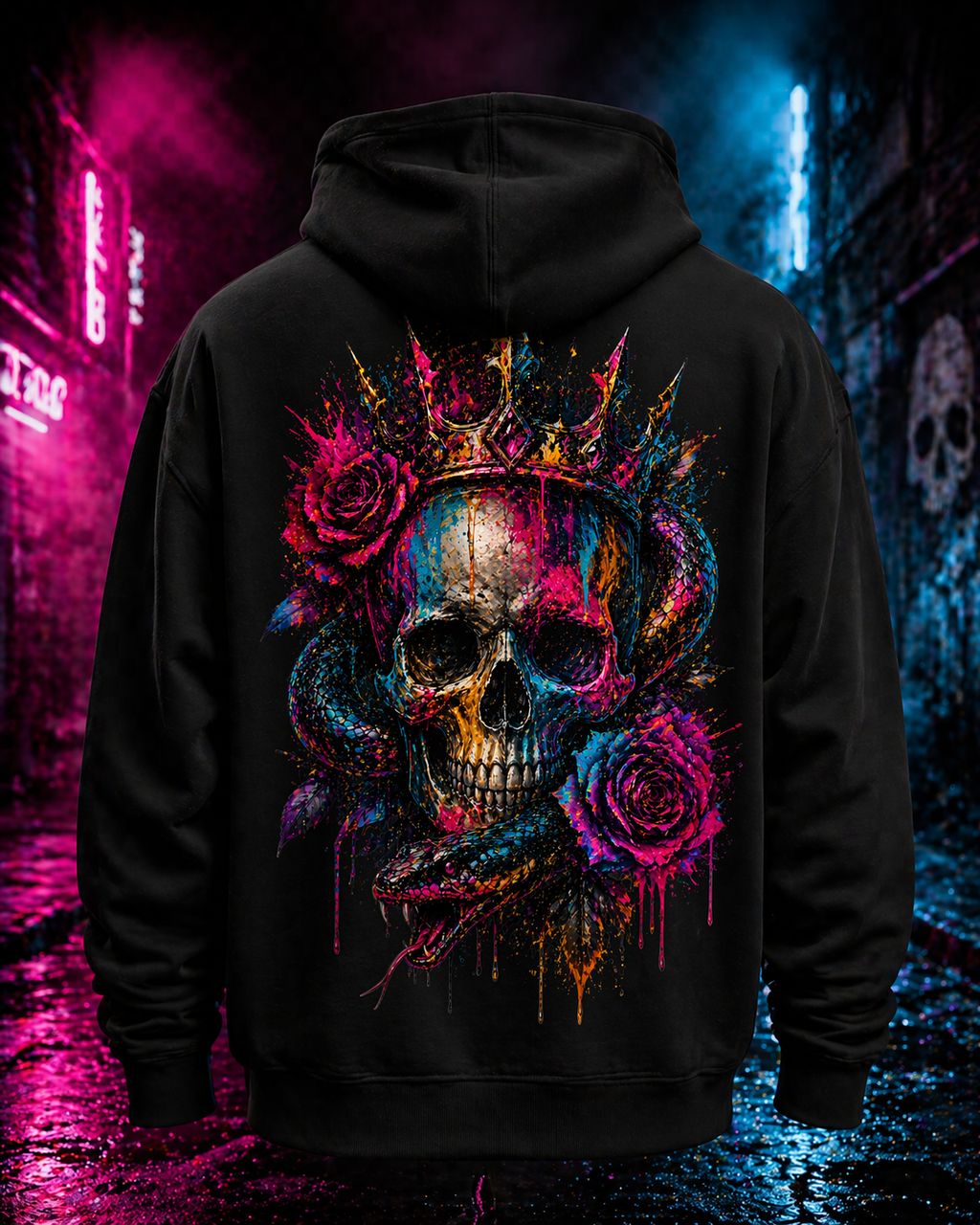 Neon Crown Zip-Hoodie – Street Art meets Royalty