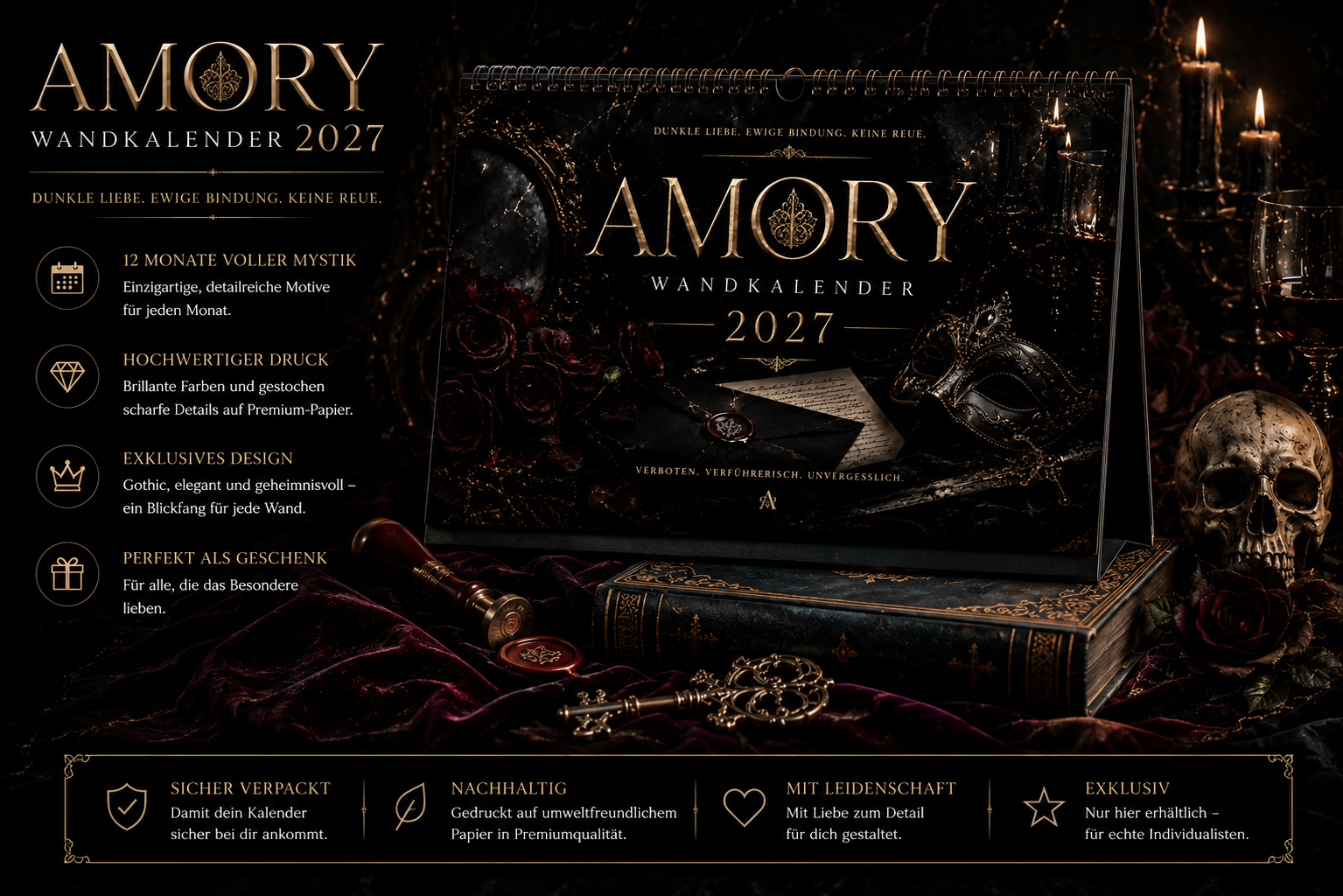 AMORY 2027 Wandkalender – Ein Jahr voller Ästhetik & Leidenschaft 🖤🏛️
